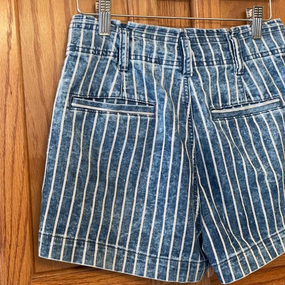 American Eagle Womens Size 2 Striped Denim Shorts Hi Rise Pockets Comfy Stretch - Picture 7 of 12